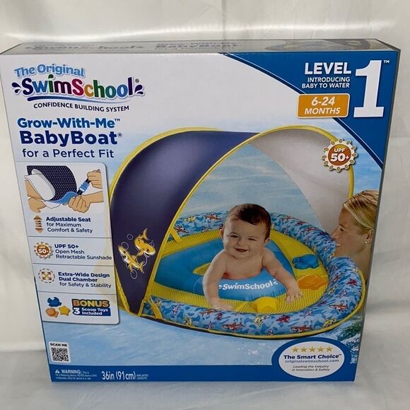Blue and Yellow Grow-With-Me Baby Boat - Picture 1 of 2
